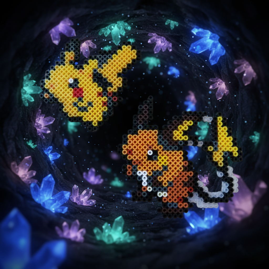 Pikachu och Raichu pärlplatta mönster